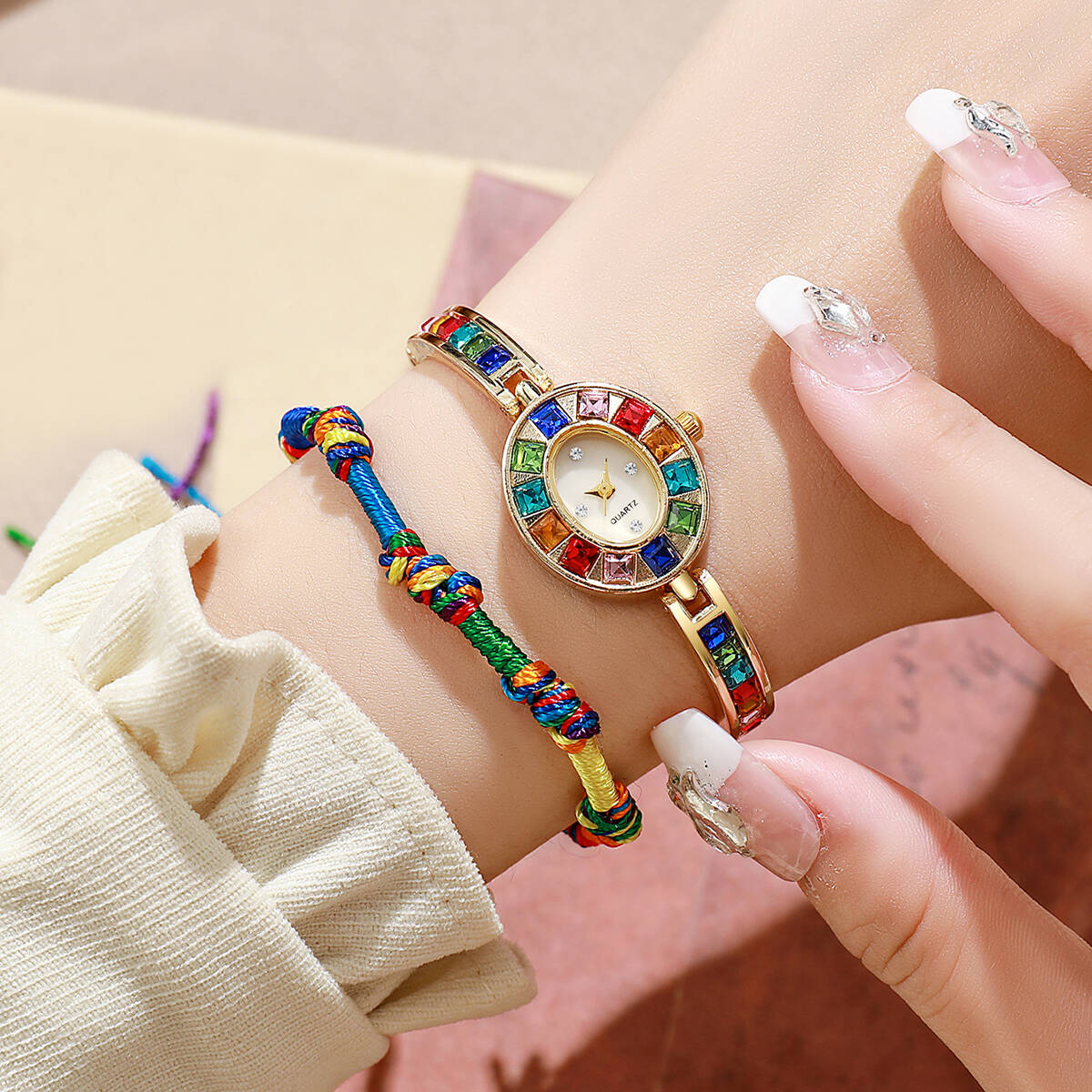 Luxury Watch For Sale - 2PCS/Set Luxury Rhinestone Women Watches Fashion