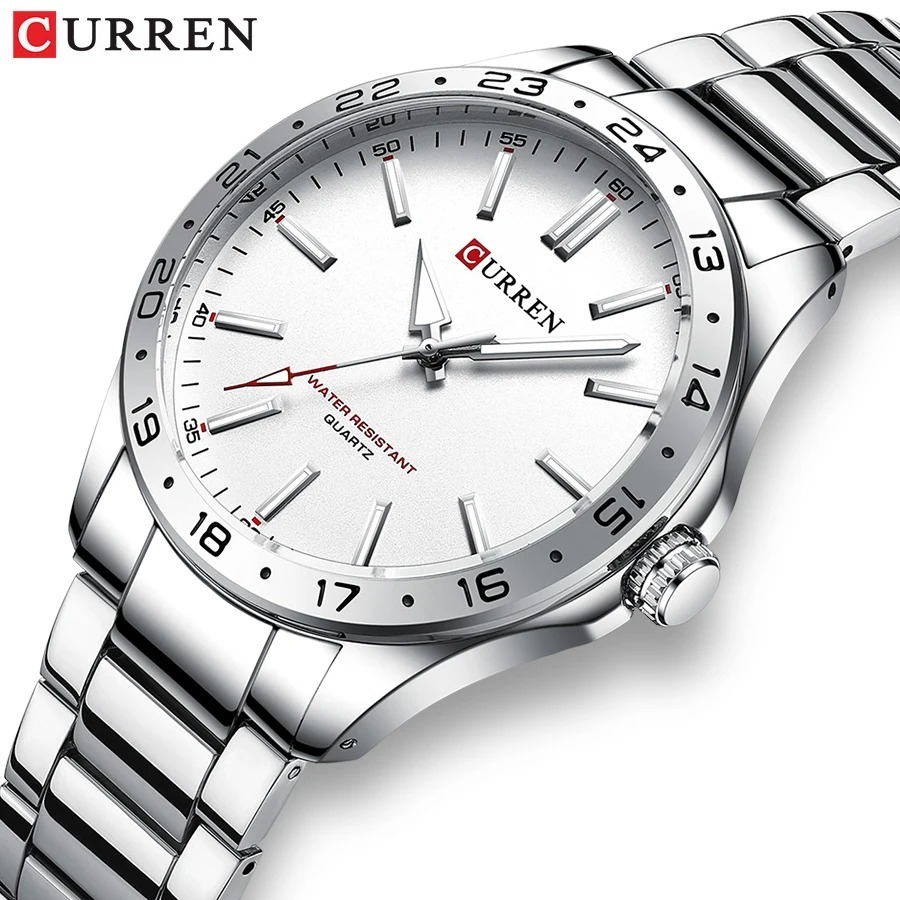 Luxury Watch White - CURREN 8452 Silver White Gift Quartz