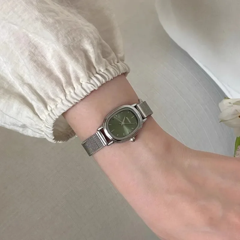Luxury Watch For Sale - Small Oval Dial Green Watch Simple