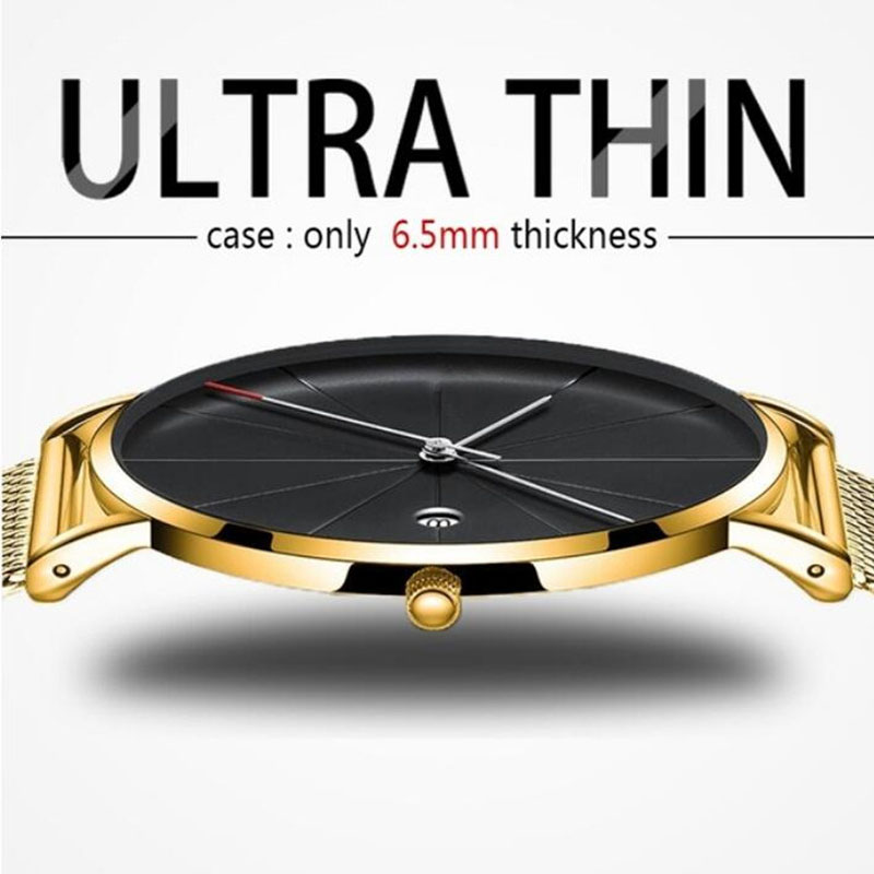 Luxury Men Watches Men Gold Wa - Dress Watch Ultra Thin ulasan dan harga
