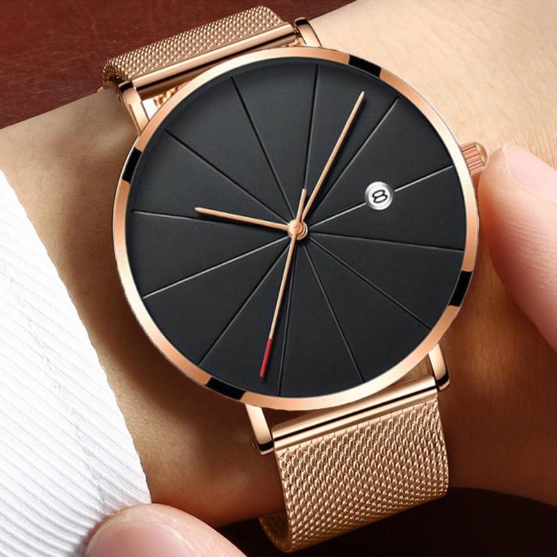 Simple Men Watch Stainless Ste - Dress Watch Ultra Thin ulasan dan harga