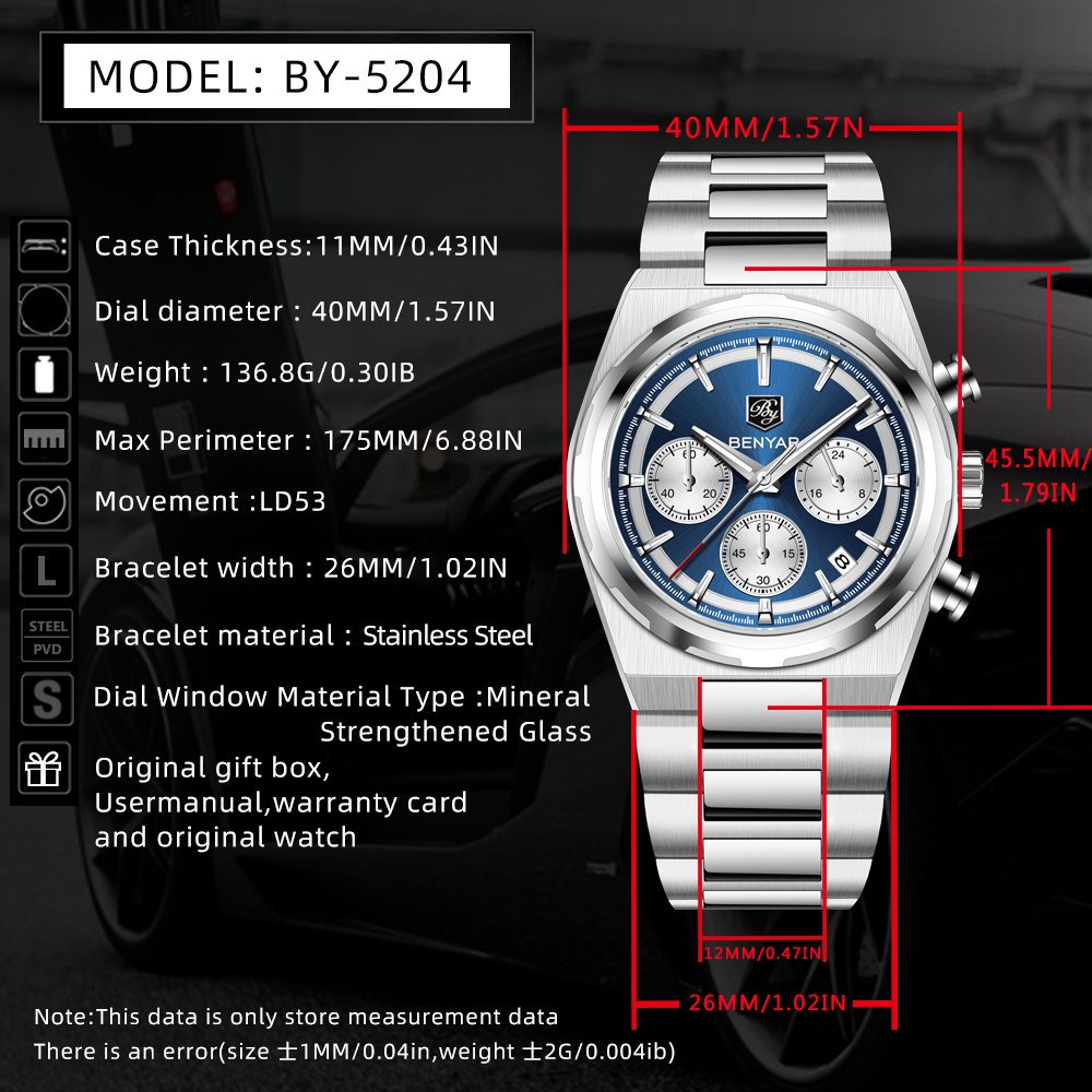 BENYAR 40MM Men's Multifunctio - Luxury Watch Second Hand ulasan dan harga