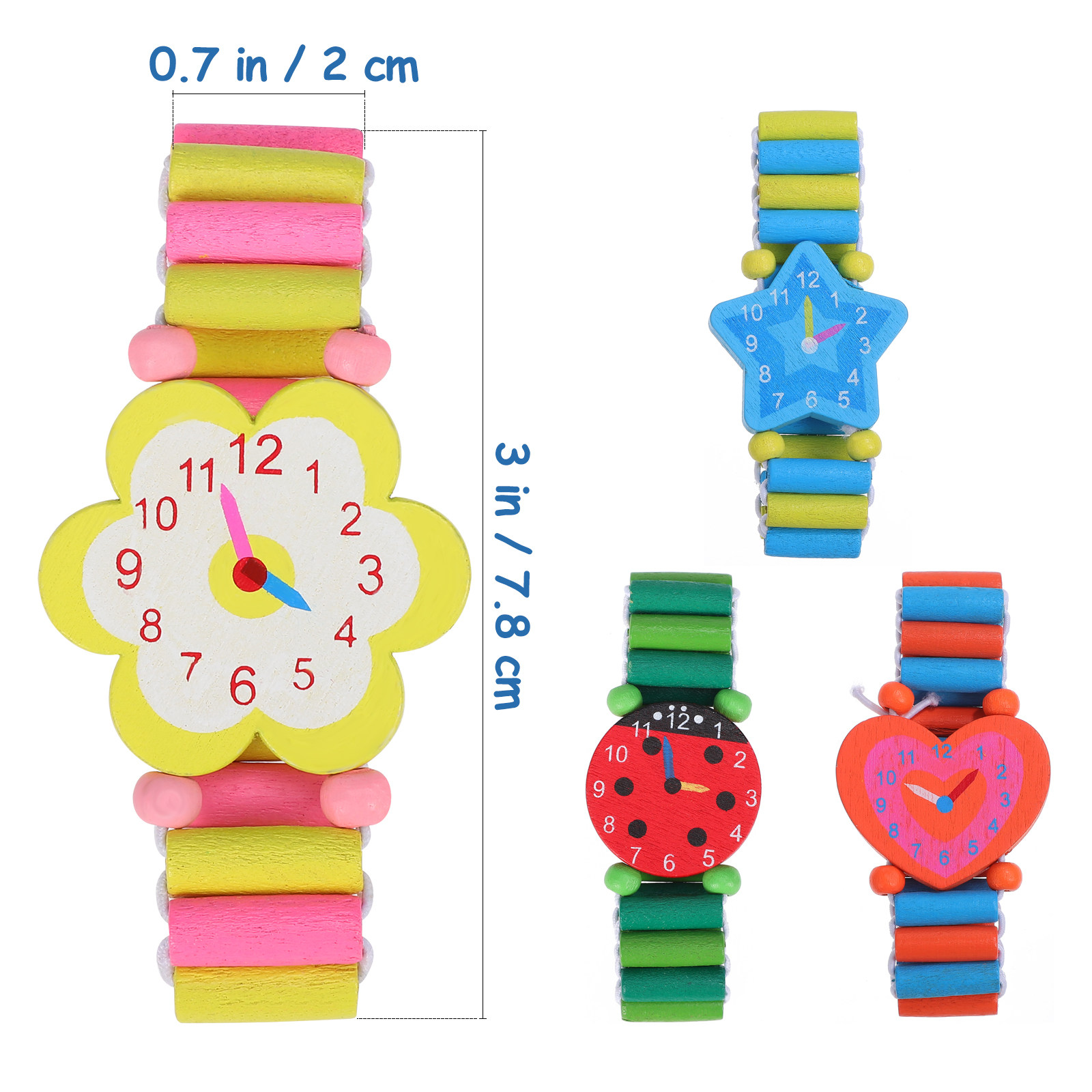 4Pcs Wooden Cartoon Wrist Watc - Luxury Watch White ulasan dan harga