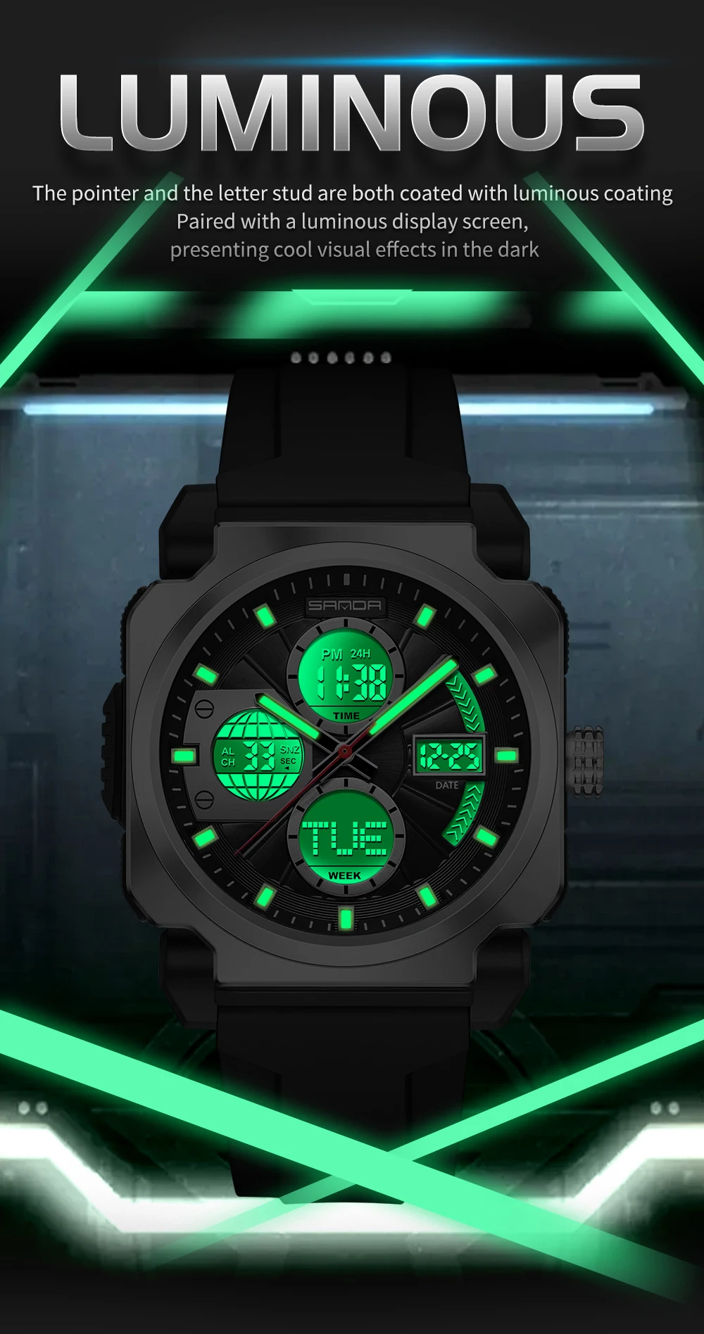 SANDA Men's Electronic Watch O - Luxury Watch Shop ulasan dan harga
